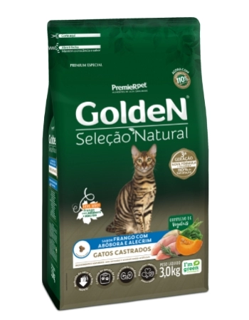 GoldeN Seleção Natural Gatos Castrados Frango com Abóbora & Alecrim 3KG