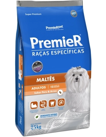 PremieR Raças Específicas Maltês Adultos Porte Pequeno Peru e Arroz 7,5KG