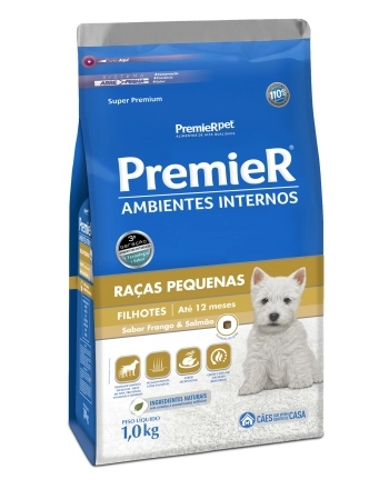 PremieR Ambientes Internos Cães Filhotes Porte Pequeno Frango e Salmão 1KG