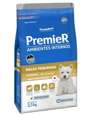 PremieR Ambientes Internos Cães Filhotes Porte Pequeno Frango e Salmão 2,5KG