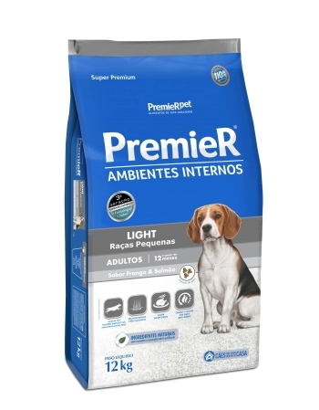 PremieR Ambientes Internos Cães Adultos Porte Pequeno Frango e Salmão Light 12KG