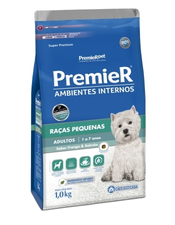 PremieR Ambientes Internos Cães Adultos Porte Pequeno Frango e Salmão 1KG