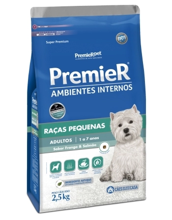 PremieR Ambientes Internos Cães Adultos Porte Pequeno Frango e Salmão 2,5KG