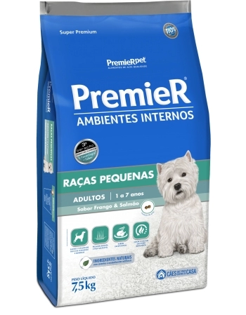 PremieR Ambientes Internos Cães Adultos Porte Pequeno Frango e Salmão 7,5KG