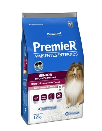 PremieR Ambientes Internos Cães Adultos Porte Pequeno Frango e Salmão Senior 12KG