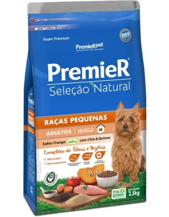 PremieR Seleção Natural Cães Adultos Porte Pequeno Frango Korin®, Chia & Quinoa 2,5KG