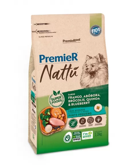 PREMIER NATTU CAES ADULT RACAS PEQ ABOBORA 1 KG