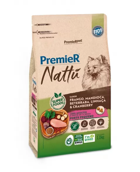 PR NATTU CAES ADULT RAÇAS PEQ MANDIOCA 1 KG