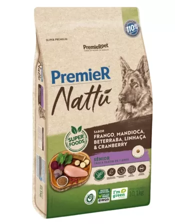 PremieR Nattu Cães Sênior Frango, Mandioca, Beterraba, Linhaça & Cranberry 10KG