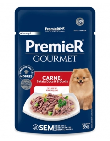 PremieR Gourmet Cães Adultos Porte Pequeno Carne, Batata Doce e Brócolis (CX 20 UND) 85G