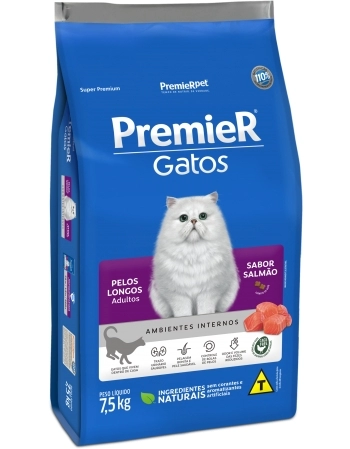 PremieR Gatos Pelos Longos Adultos Salmão 7,5KG