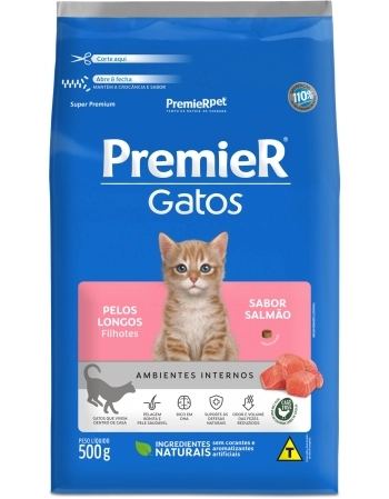 PremieR Gatos Pelos Longos Filhotes Salmão 500g