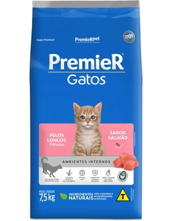 PremieR Gatos Pelos Longos Filhotes Salmão 7,5KG