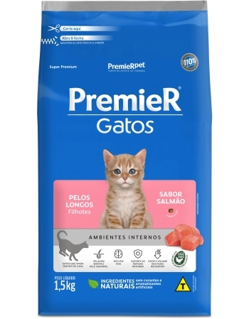 PremieR Gatos Pelos Longos Filhotes Salmão 1,5KG