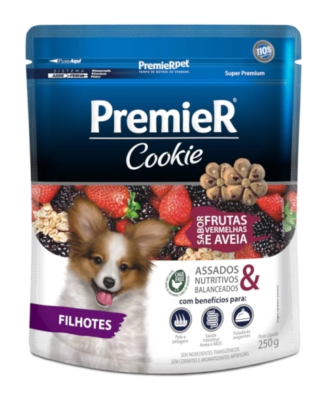 PR COOKIE CAES FIL FRU/VERMELHAS 250G