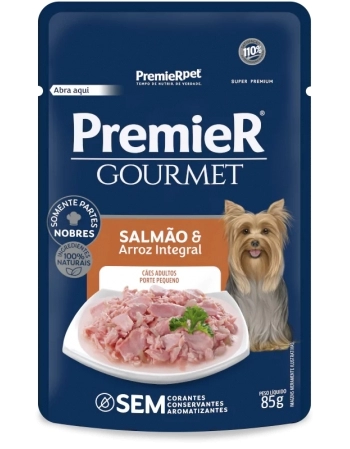 PremieR Gourmet Cães Adultos Porte Pequeno Salmão e Arroz Integral 85G (CX 20UN)