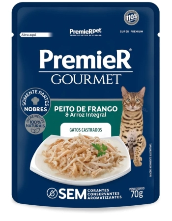 PremieR Gourmet Gatos Castrados Peito de Frango e Arroz Integral 70G