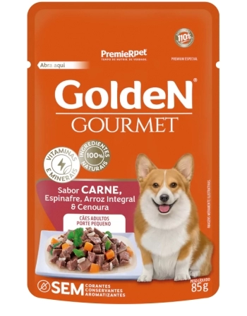 GoldeN Gourmet Cães Adultos Porte Pequeno Carne 85G (CX 20UN)