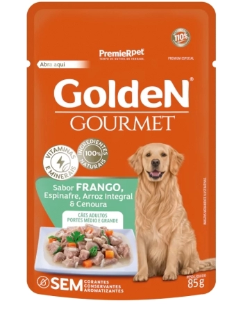 GoldeN Gourmet Cães Adultos Portes Médio e Grande Frango 85G(CX20UN)