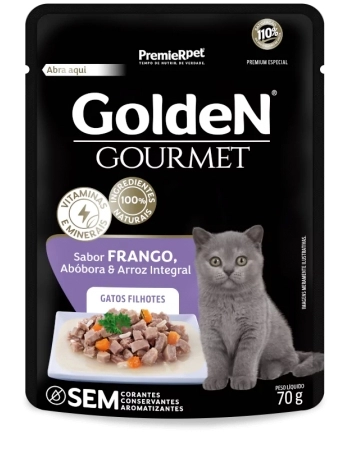 GoldeN Gourmet Gatos Filhotes Frango, Abóbora e Arroz Integral 70G (CX20UN)