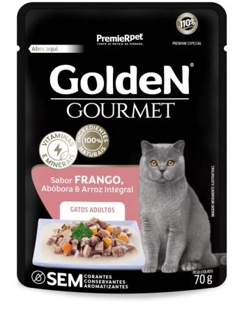 GoldeN Gourmet Gatos Adultos Frango, Abóbora e Arroz Integral 70G (CX 20UN)