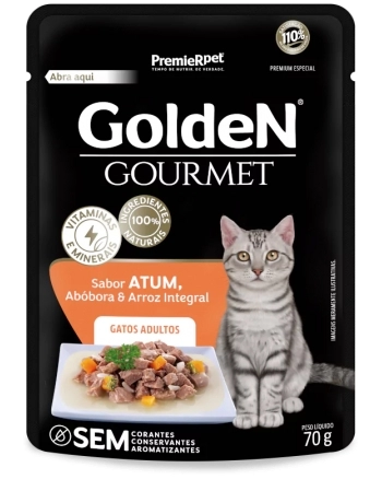 GoldeN Gourmet Gatos Adultos Atum, Abóbora e Arroz Integral 70G (CX 20UN)